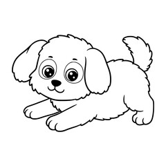 cute dog cartoon drawing illustration for kids coloring book. kawaii