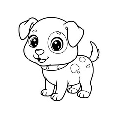 cute dog cartoon drawing illustration for kids coloring book. kawaii