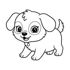 cute dog cartoon drawing illustration for kids coloring book. kawaii