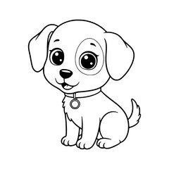 cute dog cartoon drawing illustration for kids coloring book. kawaii