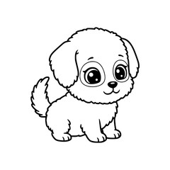cute shih tzu dog cartoon drawing illustration for kids coloring book. kawaii