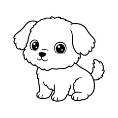 Obraz premium cute dog cartoon drawing illustration for kids coloring book. kawaii