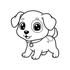 cute dog cartoon drawing illustration for kids coloring book. kawaii