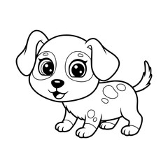 cute dog cartoon drawing illustration for kids coloring book. kawaii