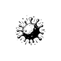 Monochrome Depiction of an Abstract Splattered Sphere, Illustrative Design
