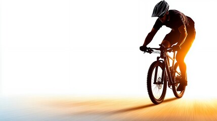 Cyclist Riding Bicycle at Sunset