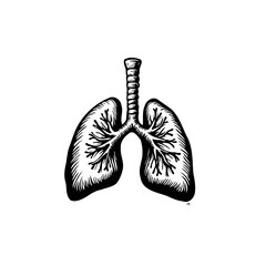 Monochrome lungs illustration depicting respiratory health and anatomical structure