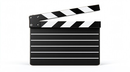 Fototapeta premium Professional Clapperboard Isolated on White Background for Filmmaking and Movie Production