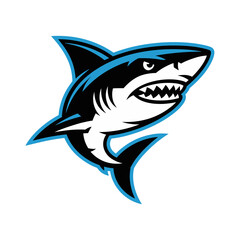 Fierce Shark Mascot Logo Vector Illustration with Aggressive Pose