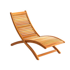 Minimalist Fold Away Wooden Beach Chair with a Mode Isolated on Transparent Background