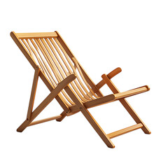 Elegant Wooden Beach Chair with a Minimalist Design Isolated on Transparent Background