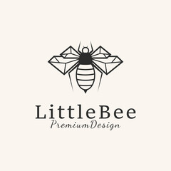 bee line art logo vector design illustration.