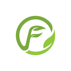 sign of f nature green logo vector icon illustration