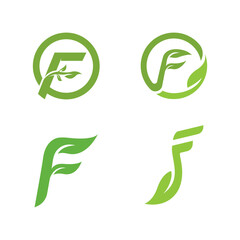 sign of f nature green logo vector icon illustration