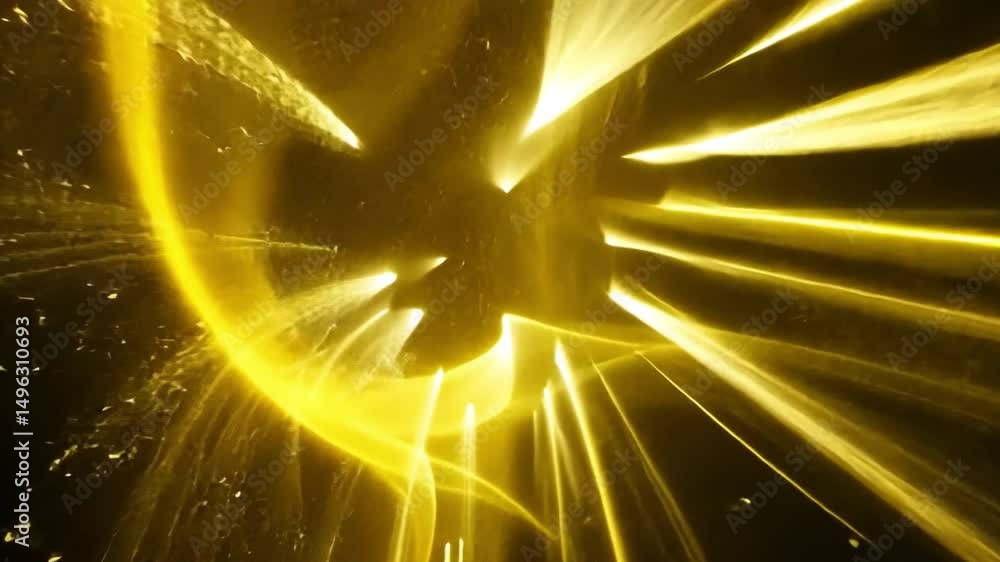Poster dynamic abstract light rays vibrant scene of golden burst and shimmering particles, evoking energy a