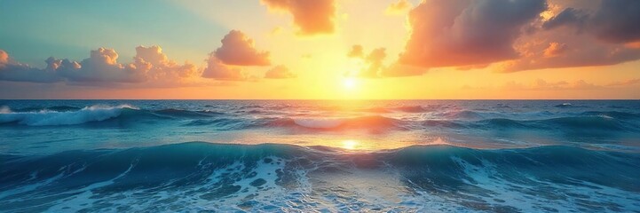 Vast, endless Pacific Ocean horizon  Sun-kissed waves meet the sky in a breathtaking display of natural beauty  Perfect for travel, nature, and serenity themes  , sun, horizon line