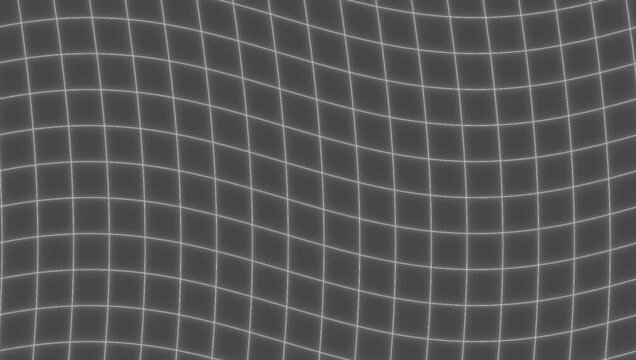 wavy geometric black grid pattern with glowing white highlights forming seamless vibrant background moves in zigzag motion. Concept of digital symmetry, optical illusion, modern texture, loop