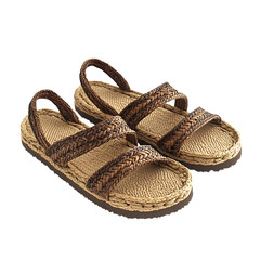 Boho Chic Espadrille Sandals with Handcrafted Woven Snake Skin Pattern Isolated on Transparent Background