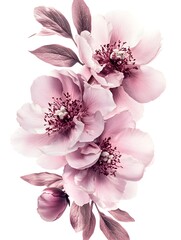 Fototapeta premium Elegant blush pink peony blossoms with muted mauve leaves create a sophisticated floral arrangement perfect for home decor or design projects.