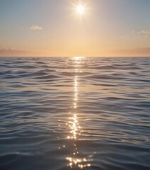 Obraz premium Sun-kissed ripples shimmer, glassy surface reflects sky, green, ripples