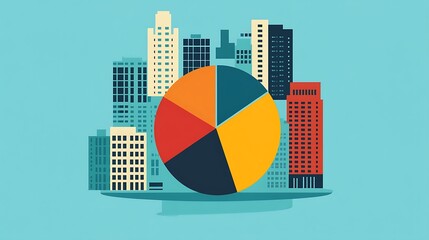 Cityscape Pie Chart Business Data. (1)