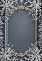 Intricate snowflake border frames a winter scene illustration on a Christmas card template ,  border,  festive,  digital art