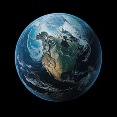 Fototapeta premium Detailed Pixelated Earth Globe at Night with City Lights