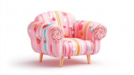 Stylish Candy Armchair on White Background for Interior Design Inspiration
