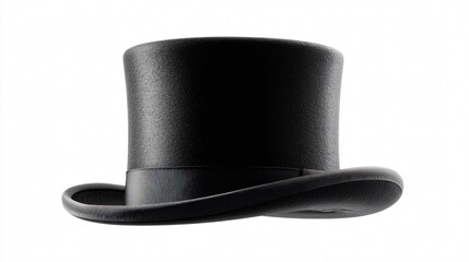 Elegant Black Cylinder Top Hat Isolated on White Background for Formal Events