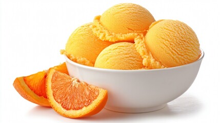 Refreshing Orange Sorbet in White Bowl for Food Photography and Culinary Marketing