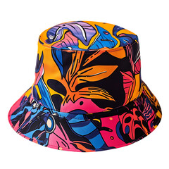 Bold Bucket Hat with Eye Catching Prints and a Tren Isolated on Transparent Background