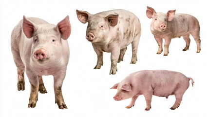Glamourous Domestic Pig Collection Portrait Standing Side View