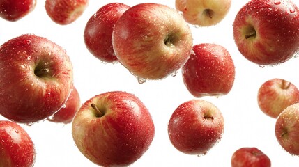 Vibrant Apples in Mid-Fall on a Crisp Background