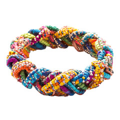 Playful Woven Bracelet with an Eclectic Mix of Color Isolated on Transparent Background