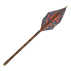 A Silk Arrow with Indian Paisley Patterns Mughal Te Isolated on Transparent Background