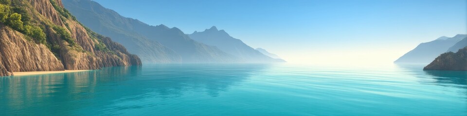 Obraz premium Paisagem Serena de Montanhas e Lago Tranquilo