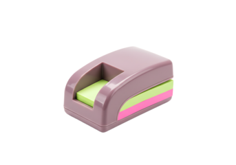 Mauve Sticky Note Dispenser with Lime and Pink Notes