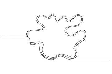 Continuous one line drawing of Liquid abstract shapes. Single line drawing illustration of Fluid abstract background. Spilled liquid concept vector art. Doodle line illustration.