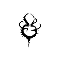 Fototapeta premium Abstract biological form with thorns black and white organic shape representation