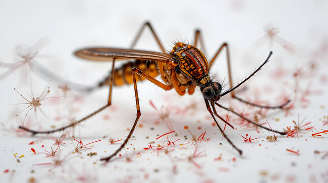 dangerous malaria infected mosquito isolated on white,leishmaniasis,encephalitis,yellow fever,dengue disease,mayaro,zika,eeev or eee virus infectious culex mosquito insect macro