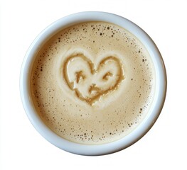 Heart Shaped Latte Art in White Cup