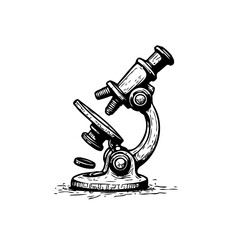 Vintage inspired microscope illustration depicting detailed scientific analysis