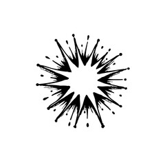 Abstract radial burst illustration with ink splatter effect on white background