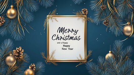 Festive christmas decoration with golden accents on a deep teal background.