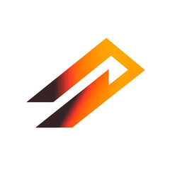 Modern Arrow with Clean Bold Lines in Blazing Orange Isolated on Transparent Background