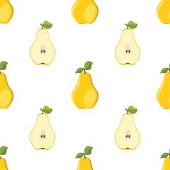 Pear seamless pattern. Fruit background. Beautiful vector print.