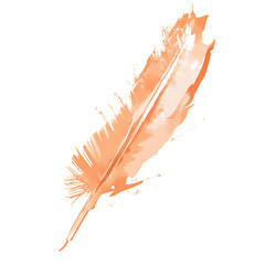 Artistic Arrow with Fluid Brushwork in Soft Apricot Isolated on Transparent Background