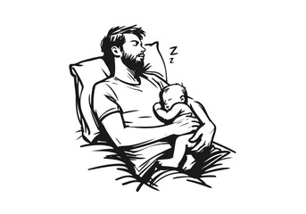 Person sleeping hand drawn vector illustration