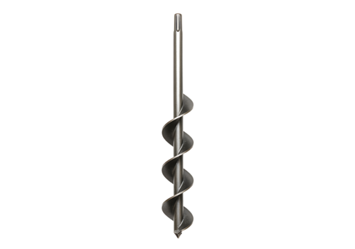 Silver Auger Drill Bit with Sharp Tip and Helical Flute Design