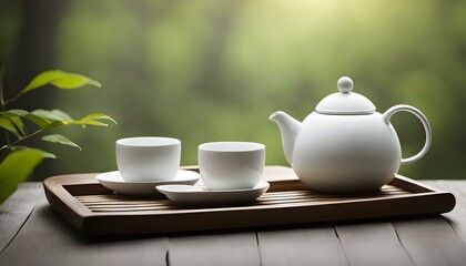 Fototapeta premium Tranquility in Simplicity: Zen Minimalist Tea Set